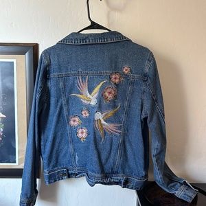 Lunik Embroidered Bird Denim Jacket Size L